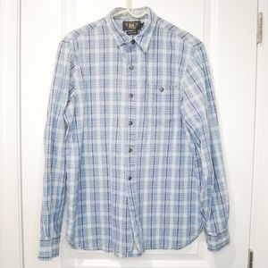 RRL Double RL tab-collar indigo plaid utility shirt Medium